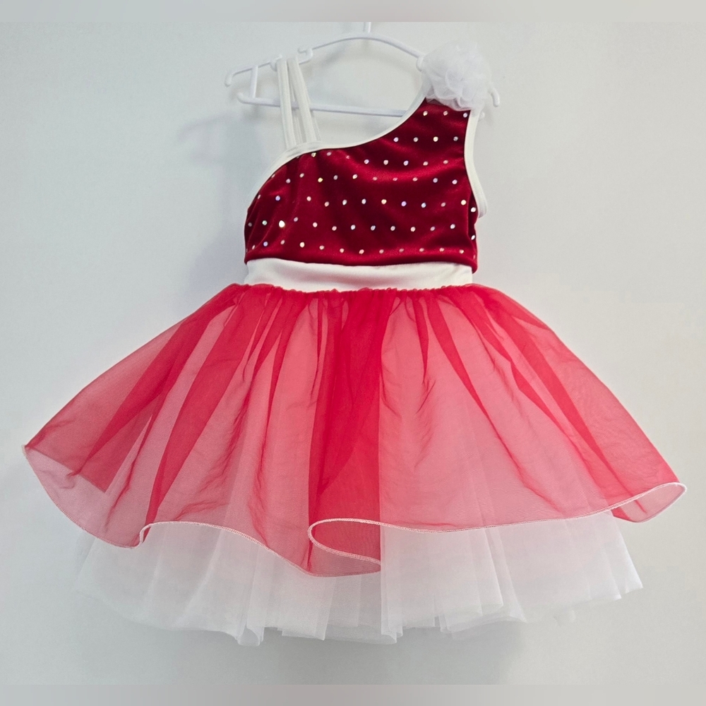 Weissman Red and White Kids Recital Costume Dress, Size 4-5y